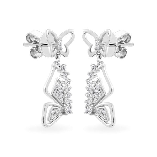 Hoa tai vàng trắng 14K gắn kim cương DOJI AFER800004F2DA1