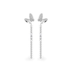 Hoa tai vàng trắng 14K gắn kim cương DOJI AFER800037F2DA1