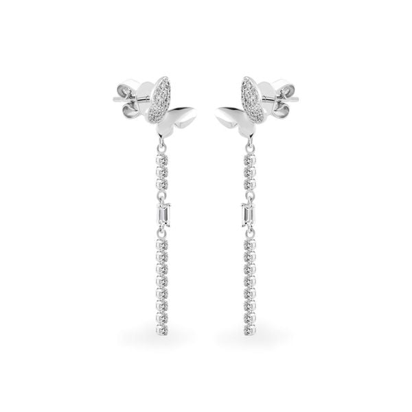 Hoa tai vàng trắng 14K gắn kim cương DOJI AFER800037F2DA1