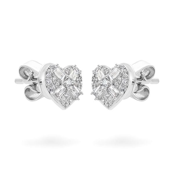 Hoa tai vàng trắng 14K gắn kim cương DOJI AFER800038F2DA1