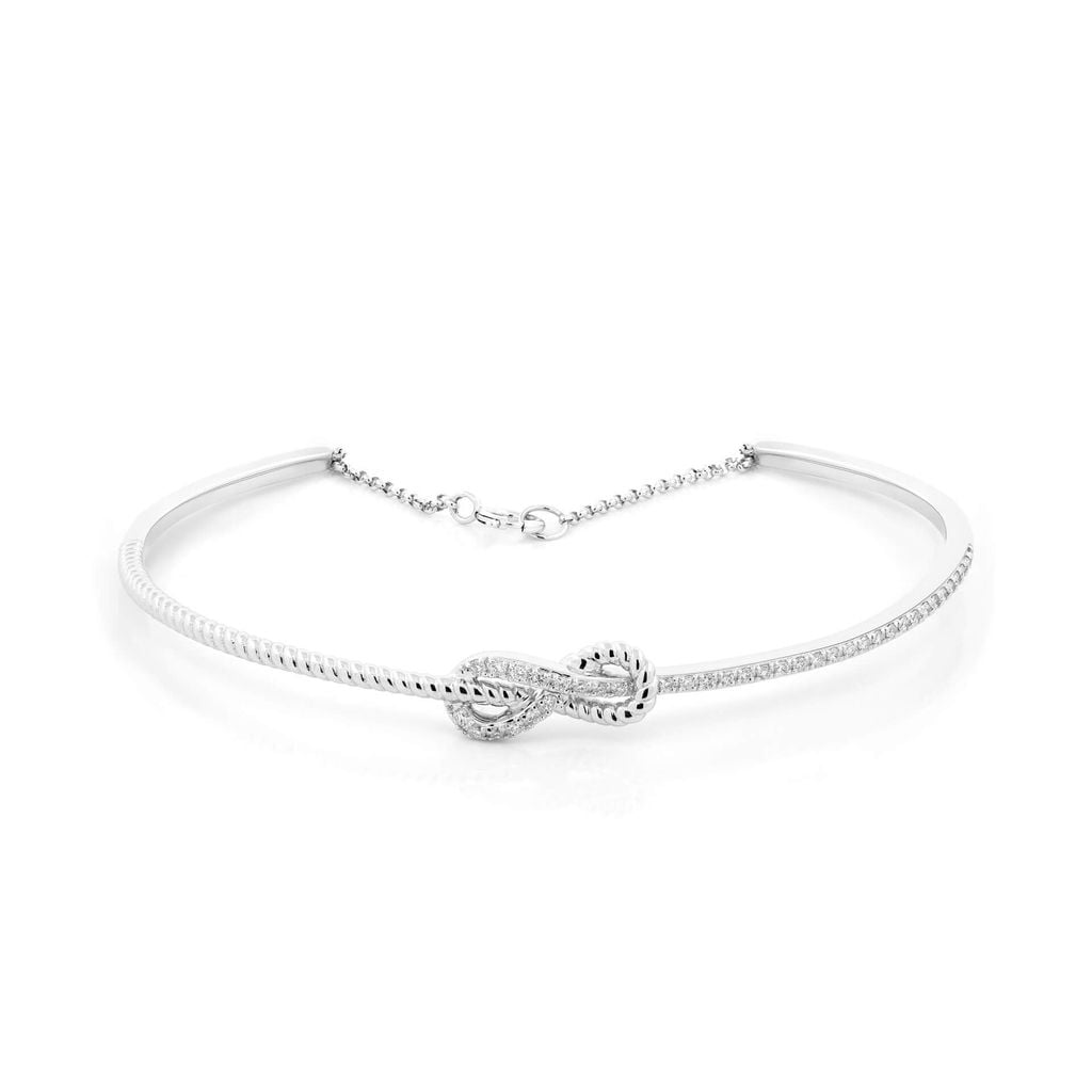Vòng tay vàng trắng 14K gắn kim cương DOJI AFGR800014F2DA1 