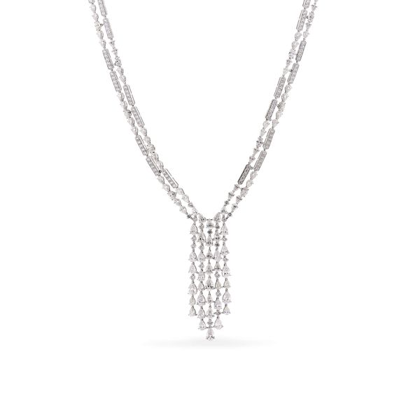 Kiềng cổ vàng trắng 18K gắn kim cương DOJI AFND000244D2DA1