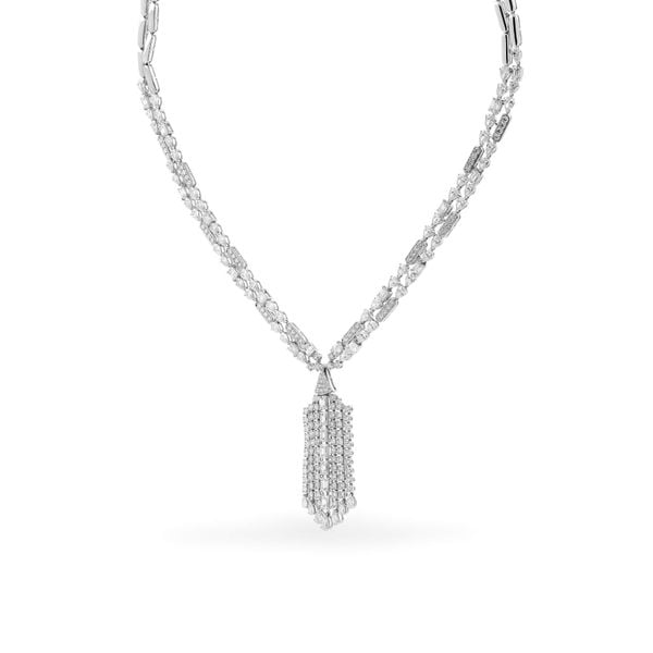 Kiềng cổ vàng trắng 18K gắn kim cương DOJI AFND000251D2DA1