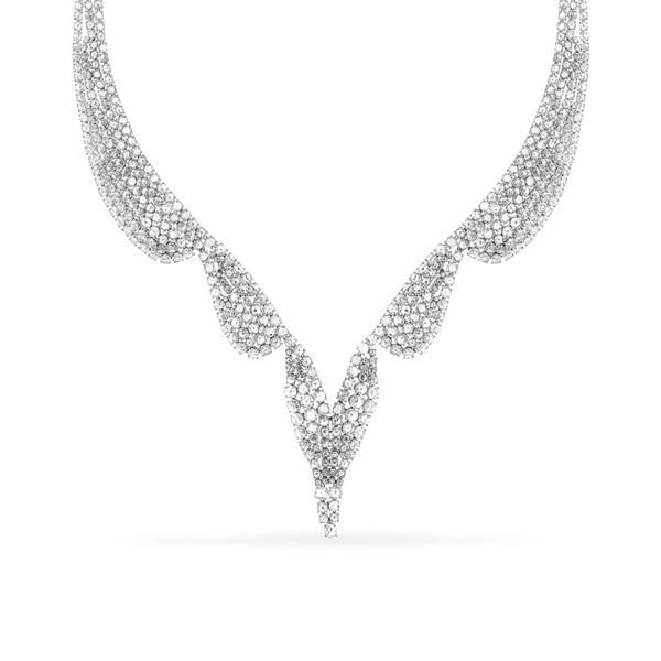 Kiềng cổ vàng trắng 18K gắn kim cương DOJI AFND000357D2DA1