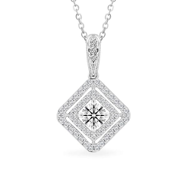 Mặt dây vàng trắng 14K gắn kim cương DOJI AFPB000043F2HA1