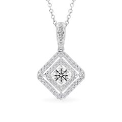 Mặt dây vàng trắng 14K gắn kim cương DOJI AFPB000043F2HA1