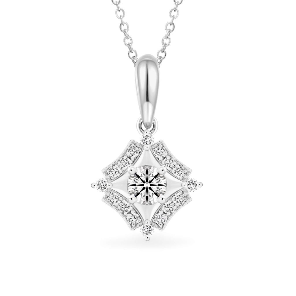 Mặt dây vàng trắng 14K gắn kim cương DOJI AFPB100040F2HA1 