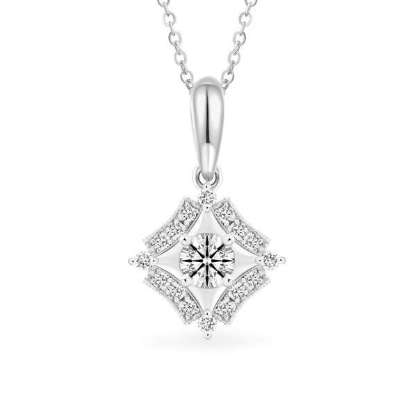 Mặt dây vàng trắng 14K gắn kim cương DOJI AFPB100040F2HA1