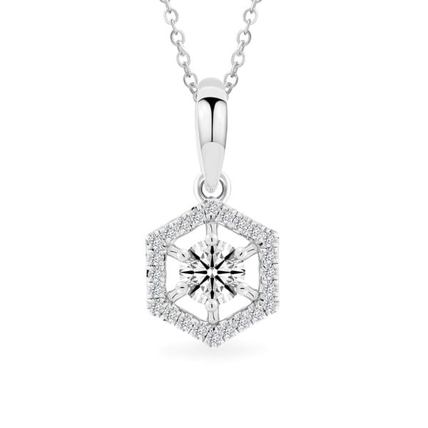 Mặt dây vàng trắng 14K gắn kim cương DOJI AFPB200151F2HA1