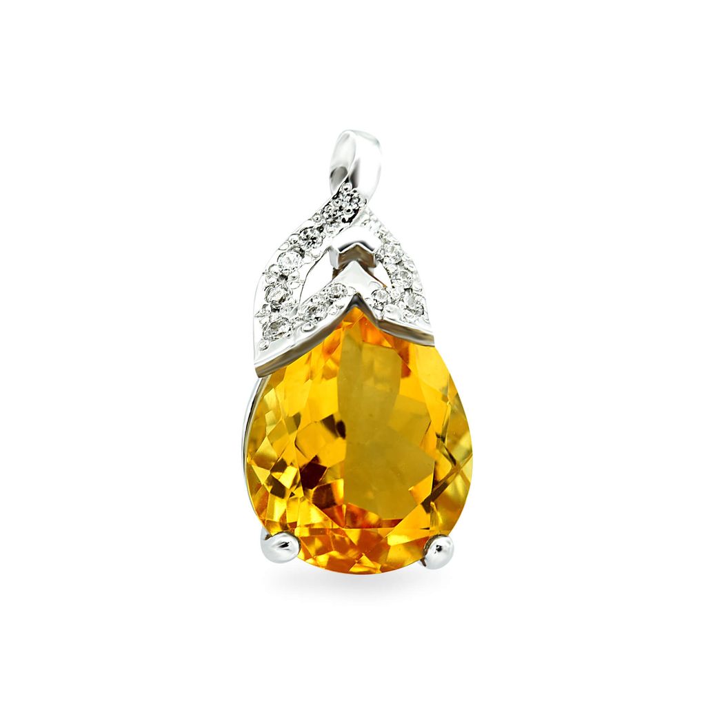 Mặt dây nữ vàng trắng 14K gắn đá citrine DOJI AFPH000474F2CI1 