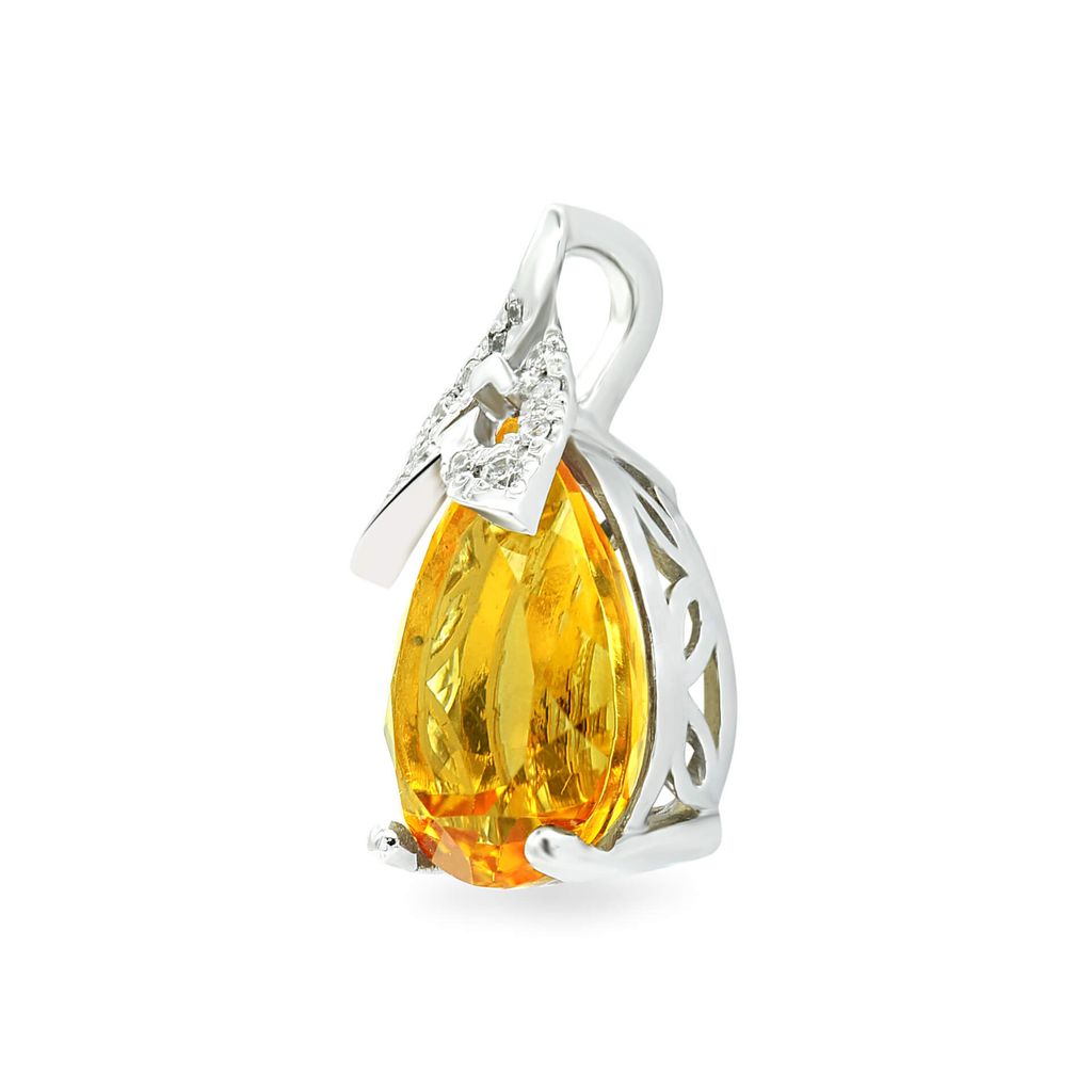 Mặt dây nữ vàng trắng 14K gắn đá citrine DOJI AFPH000474F2CI1 
