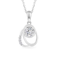 Mặt dây vàng trắng 14K gắn đá CZ DOJI AFPJ000506F2CZ1