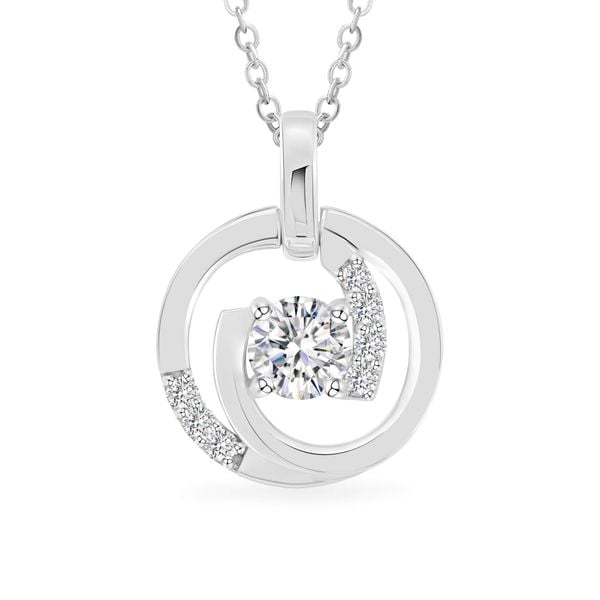 Mặt dây vàng trắng 14K gắn đá CZ DOJI AFPJ000509F2CZ1