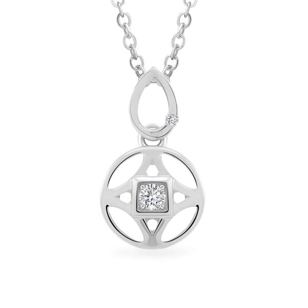 Mặt dây vàng trắng 14K gắn đá CZ DOJI AFPJ000520F2CZ1