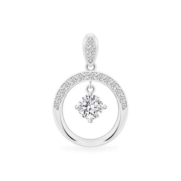 Mặt dây vàng trắng 18K gắn đá CZ DOJI AFPM300245D2CZ1