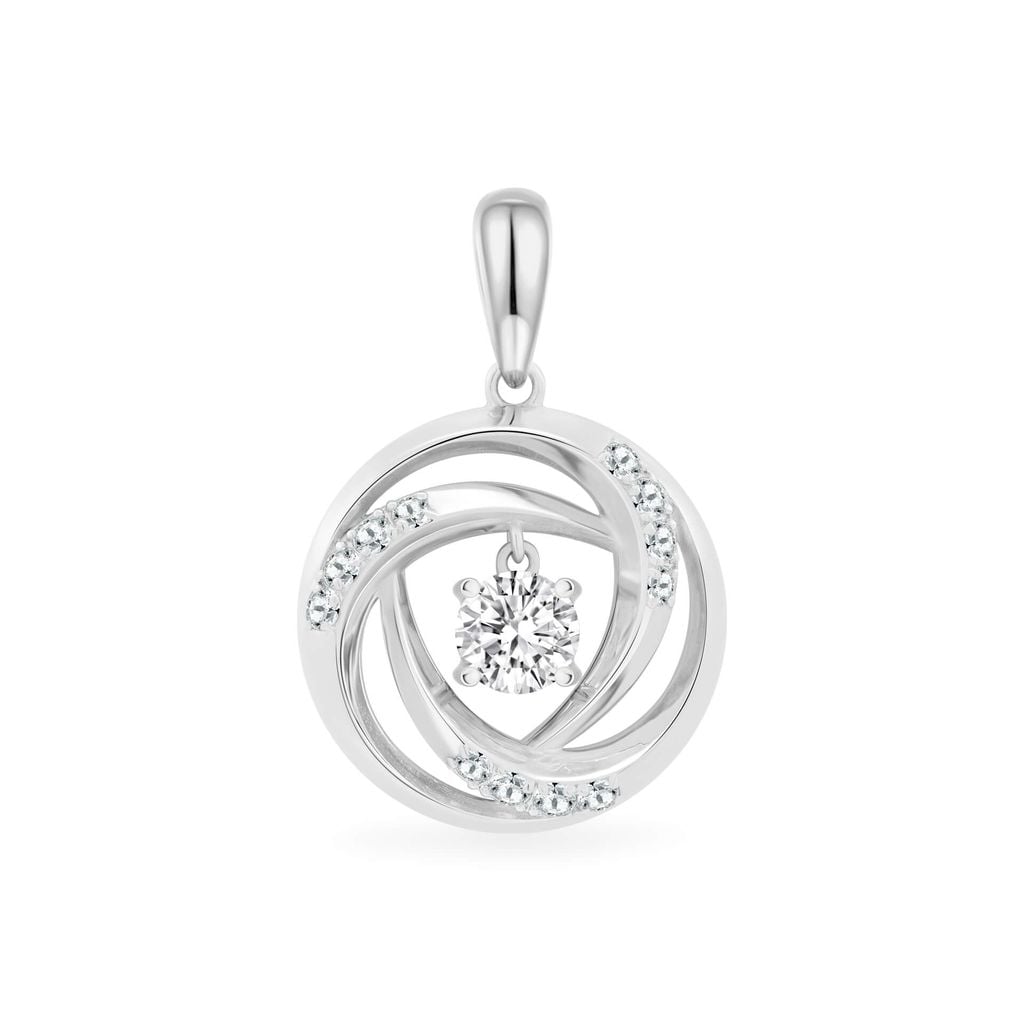 Mặt dây vàng trắng 18K gắn đá CZ DOJI AFPM400018D2CZ1 