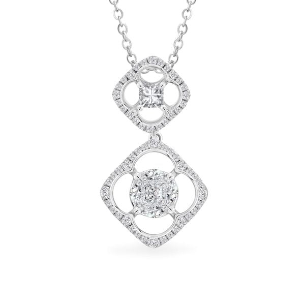 Mặt dây vàng trắng 14K gắn kim cương DOJI AFPR000079F2DA1