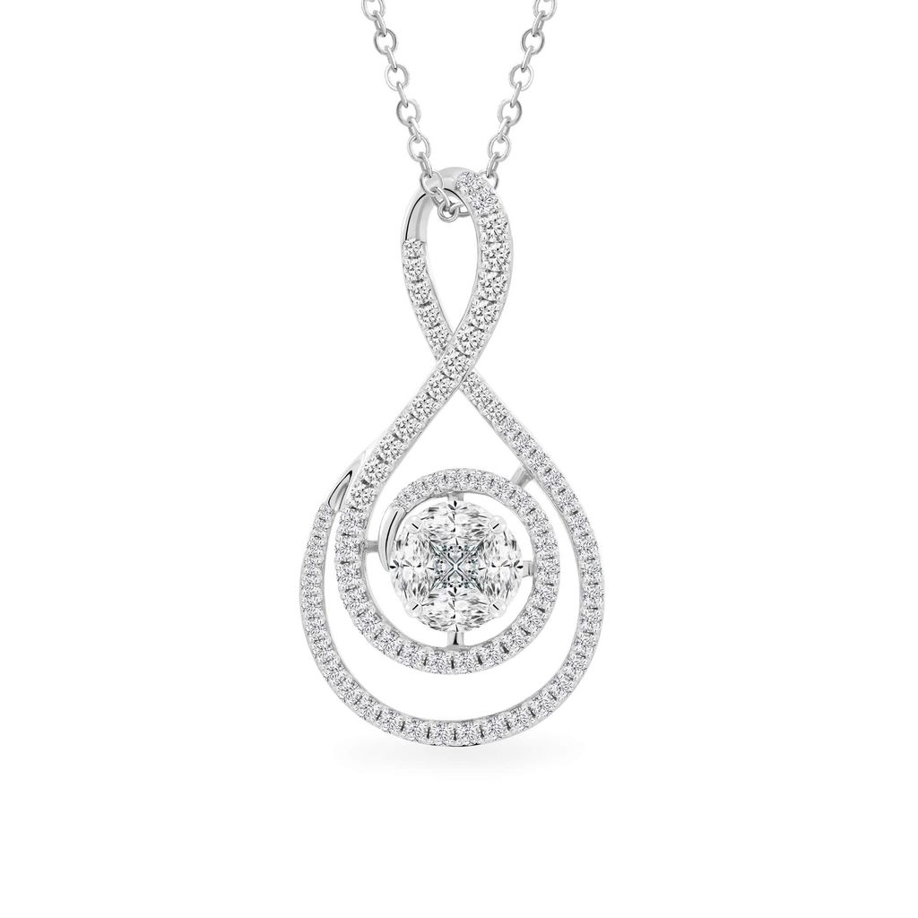 Mặt dây vàng trắng 14K gắn kim cương DOJI AFPR000102F2DA1 