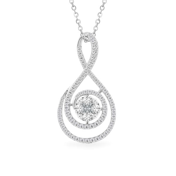 Mặt dây vàng trắng 14K gắn kim cương DOJI AFPR000102F2DA1