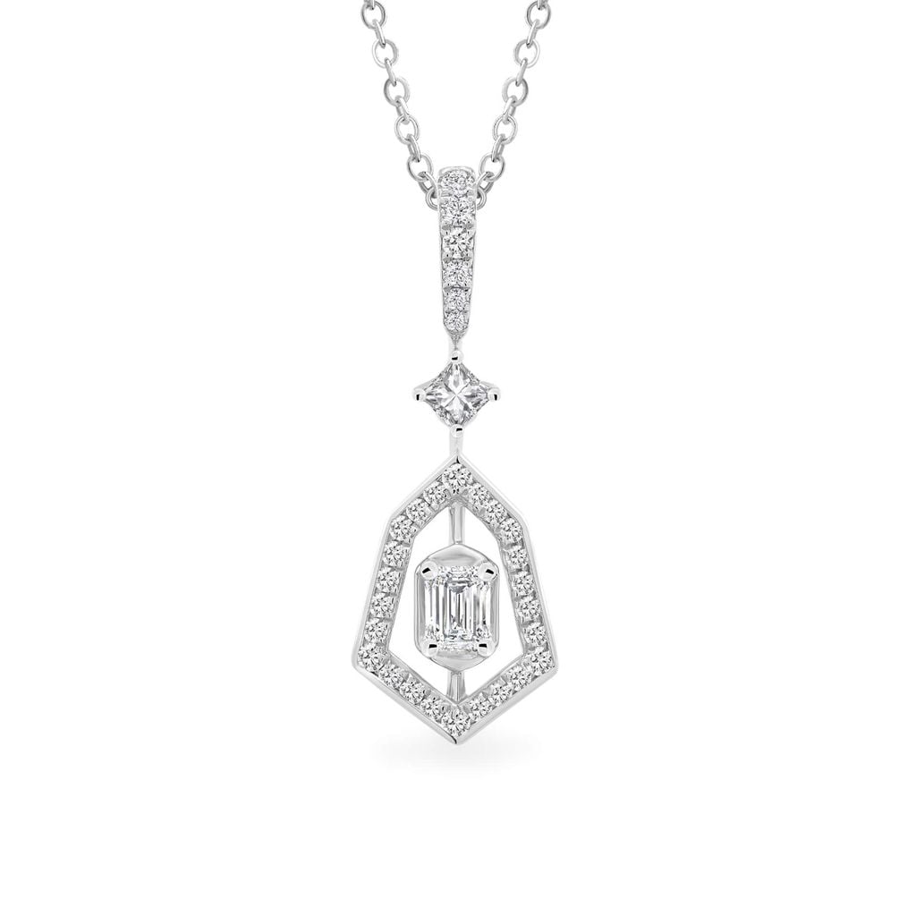 Mặt dây vàng trắng 14K gắn kim cương DOJI AFPR000104F2DA1 