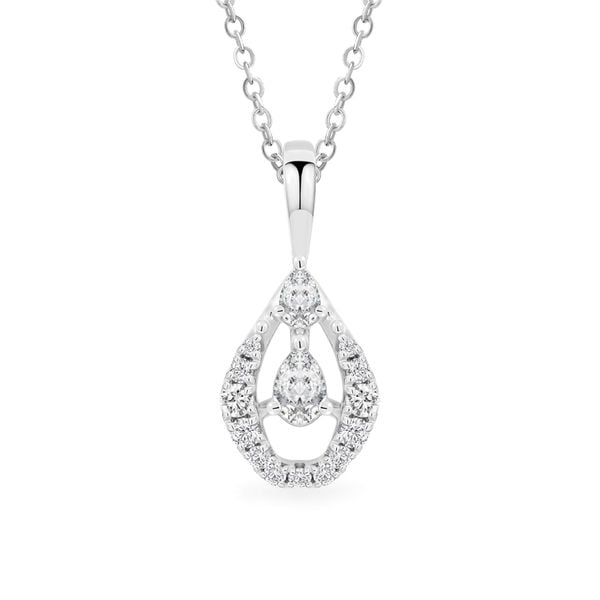 Mặt dây vàng trắng 14K gắn kim cương DOJI AFPR000509F2DA1