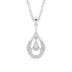 Mặt dây vàng trắng 14K gắn kim cương DOJI AFPR000509F2DA1