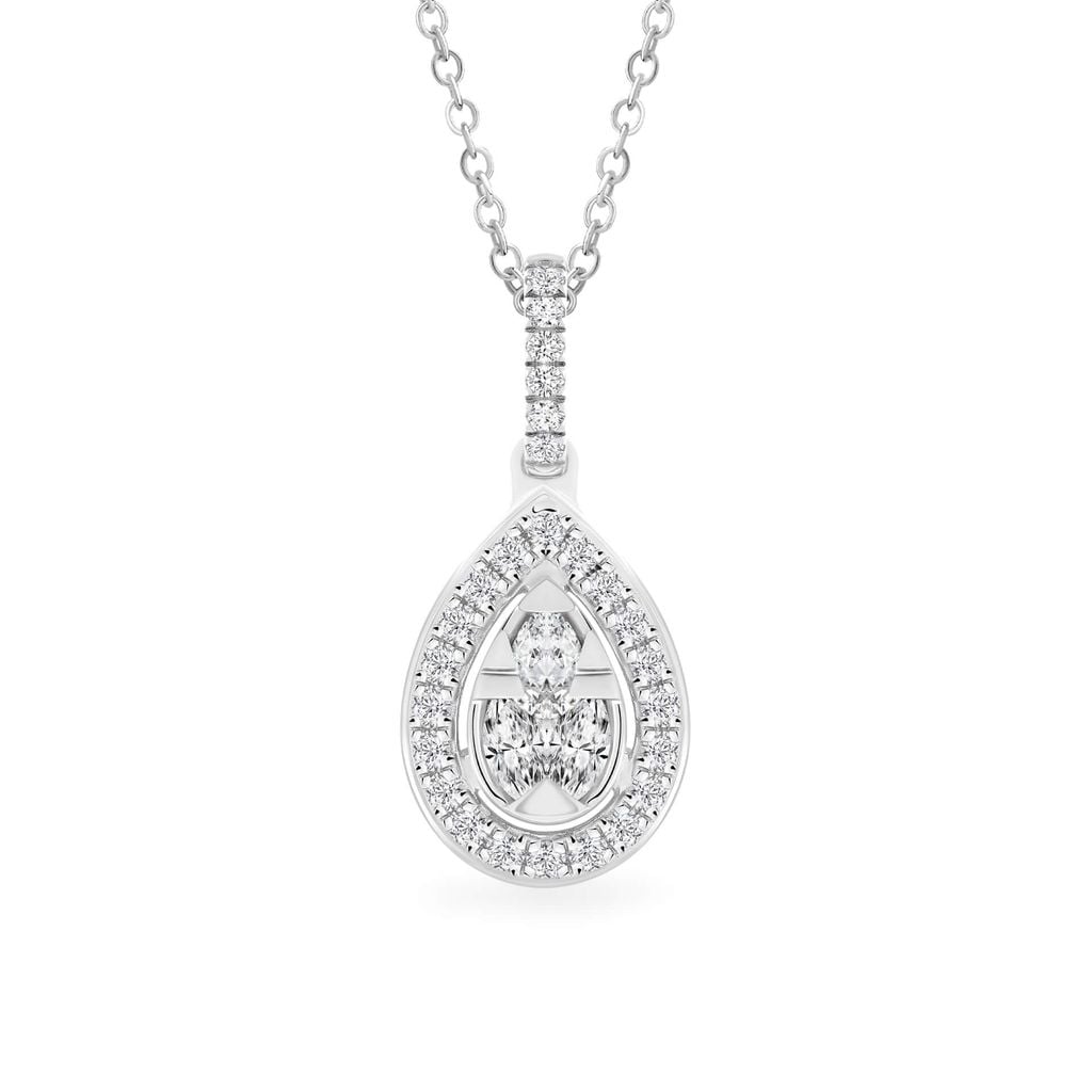 Mặt dây vàng trắng 14K gắn kim cương DOJI AFPR000510F2DA1 