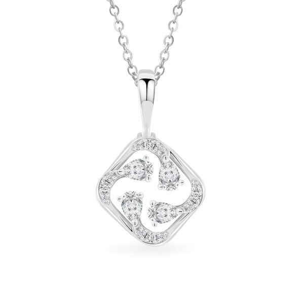 Mặt dây vàng trắng 14K gắn kim cương DOJI AFPR000527F2DA1