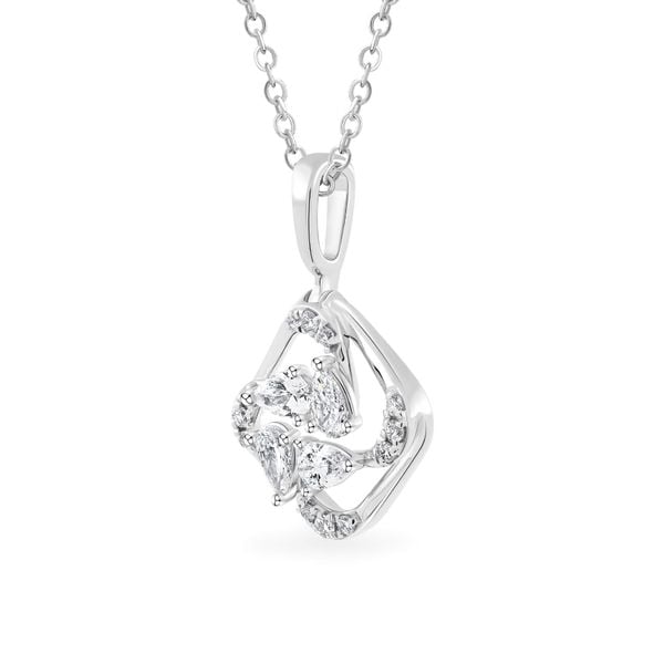 Mặt dây vàng trắng 14K gắn kim cương DOJI AFPR000527F2DA1