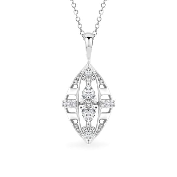 Mặt dây vàng trắng 14K gắn kim cương DOJI AFPR000528F2DA1