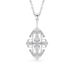 Mặt dây vàng trắng 14K gắn kim cương DOJI AFPR000528F2DA1