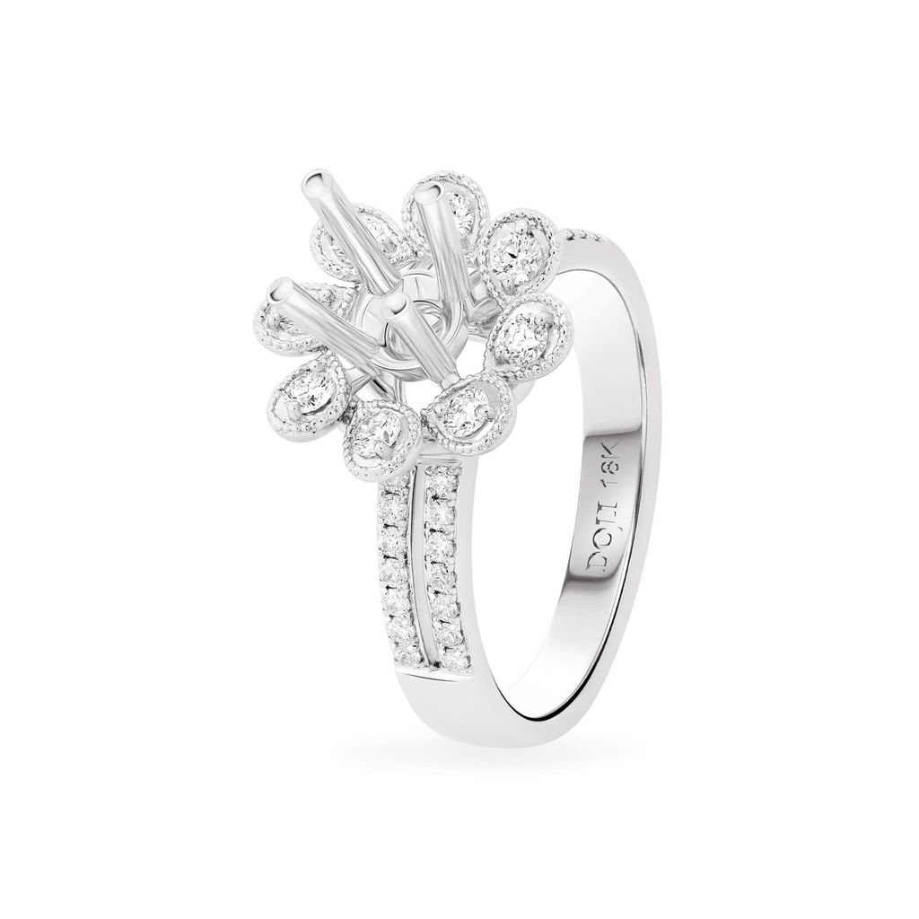 Ổ nhẫn nữ vàng trắng 18K DOJI AFRA000205D2KK1 