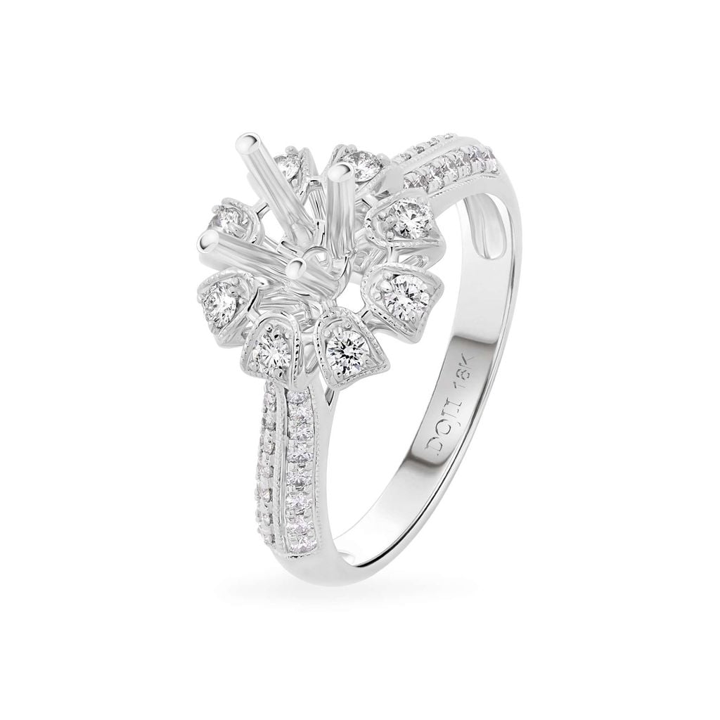 Ổ nhẫn vàng trắng 18K DOJI AFRA000290D2KK1 