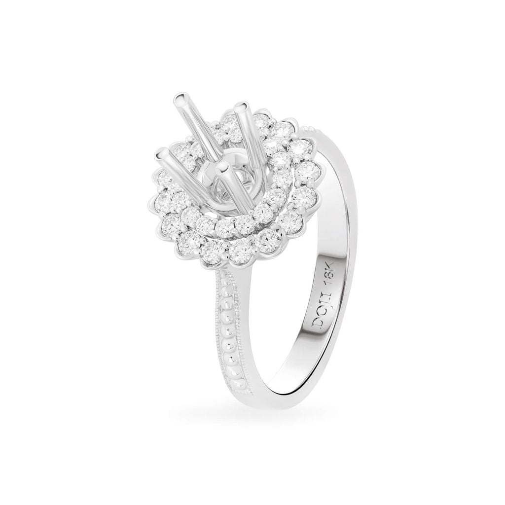 Ổ nhẫn nữ vàng trắng 18K DOJI AFRA200358D2KK1 