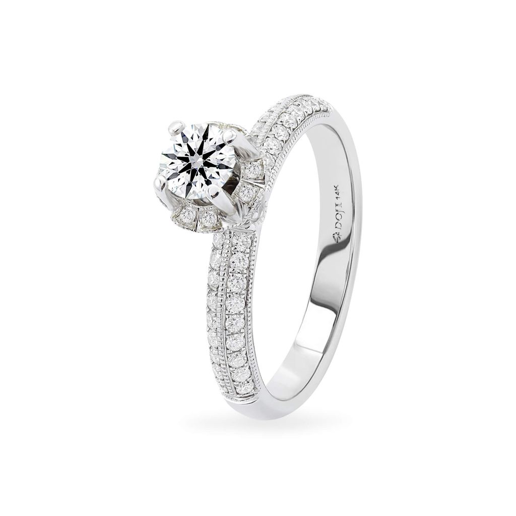 Nhẫn vàng trắng 14K gắn kim cương DOJI AFRB000090F2HA1 