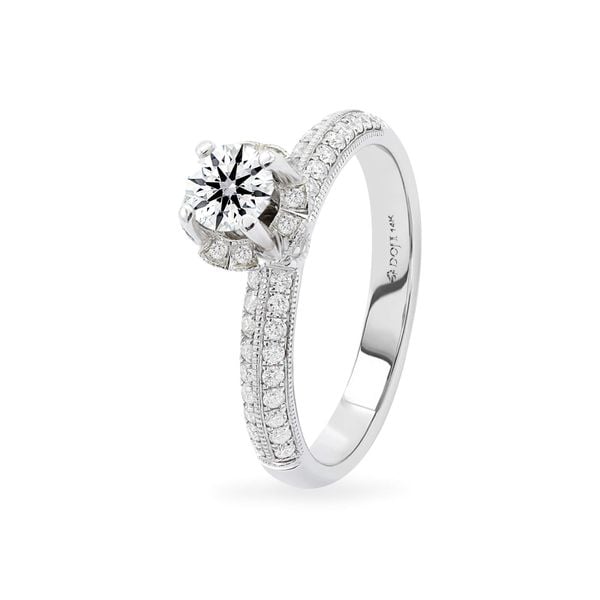 Nhẫn vàng trắng 14K gắn kim cương DOJI AFRB000090F2HA1