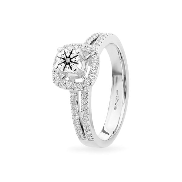 Nhẫn vàng trắng 14K gắn kim cương DOJI AFRB000109F2HA1