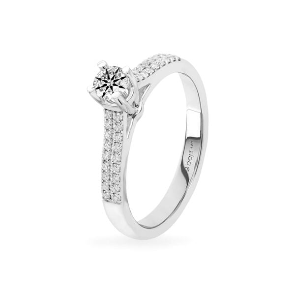 Nhẫn vàng trắng 14K gắn kim cương DOJI AFRB000154F2HA1