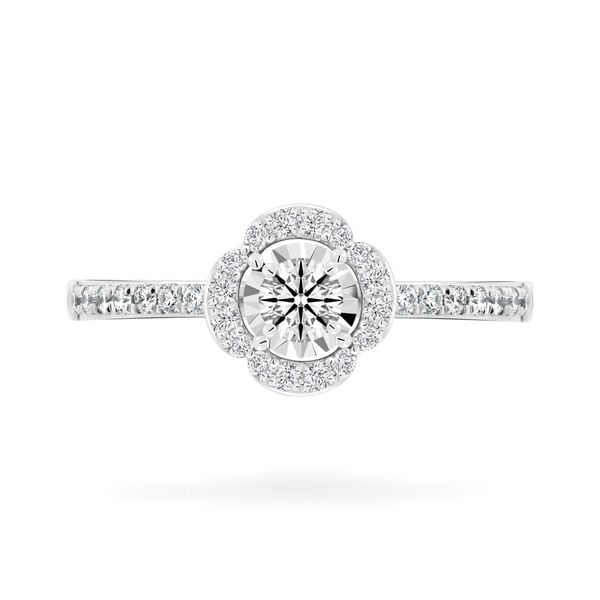 Nhẫn vàng trắng 14K gắn kim cương DOJI AFRB002701F2HA1