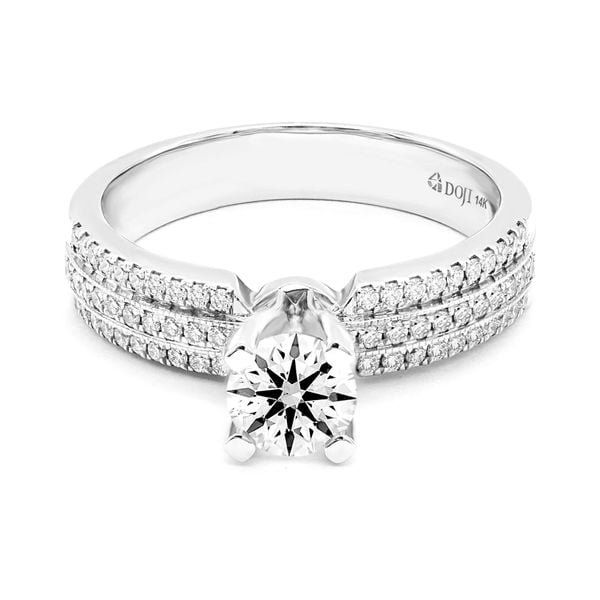 Nhẫn vàng trắng 14K gắn kim cương DOJI AFRB100027F2HA1