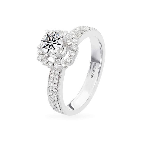 Nhẫn vàng trắng 14K gắn kim cương DOJI AFRB100030F2HA1