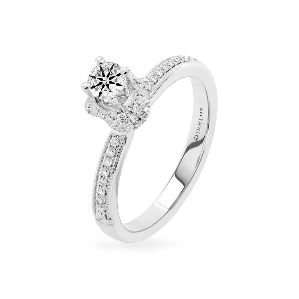 Nhẫn vàng trắng 14K gắn kim cương DOJI AFRB100041F2HA1 