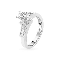 Nhẫn vàng trắng 14K gắn kim cương DOJI AFRB100049F2HA1