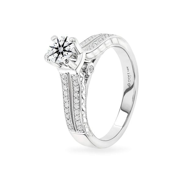 Nhẫn vàng trắng 14K gắn kim cương DOJI AFRB100057F2HA1