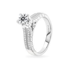 Nhẫn vàng trắng 14K gắn kim cương DOJI AFRB100057F2HA1