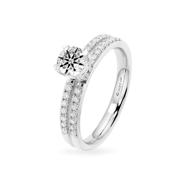 Nhẫn vàng trắng 14K gắn kim cương DOJI AFRB100065F2HA1