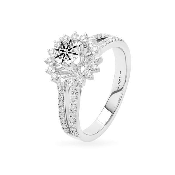 Nhẫn vàng trắng 14K gắn kim cương DOJI AFRB100069F2HA1