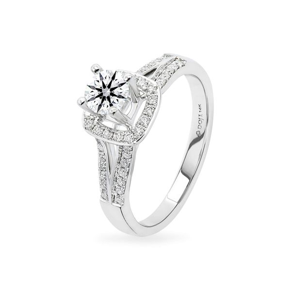 Nhẫn vàng trắng 14K gắn kim cương DOJI AFRB100071F2HA1