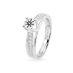 Nhẫn vàng trắng 14K gắn kim cương DOJI AFRB100078F2HA1