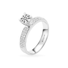 Nhẫn vàng trắng 14K gắn kim cương DOJI AFRB100089F2HA1